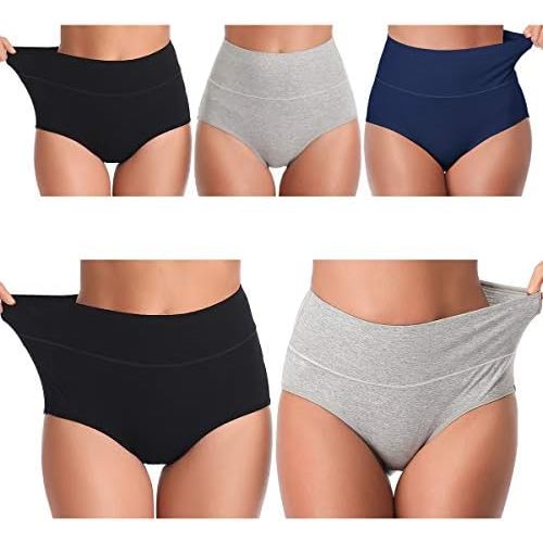 UMMISS Womens Underwear,Cotton High Waist Underwear for Women Full Coverage Soft Comfortable Briefs Panty Multipack