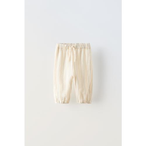 STRIPED MUSLIN PANTS - Ecru | ZARA United States