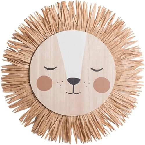 WUYIXSD Cartoon Wall Decors Handwovens Raffias Animal Lions Heads Ornament Home Baby Room Decorations For Bedroom Farmhouses Nurserys Wall Decors