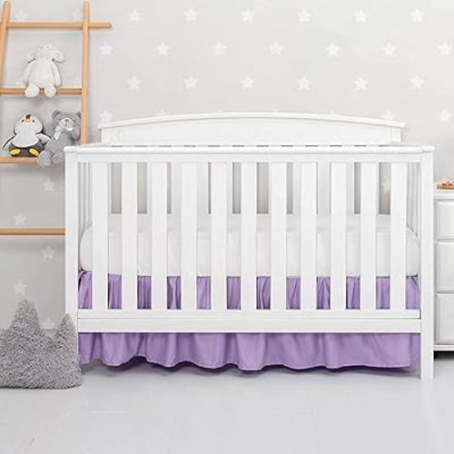 Crib Bed Skirt - Soft Elastic Dust Cover for Toddler Bedding - Purple