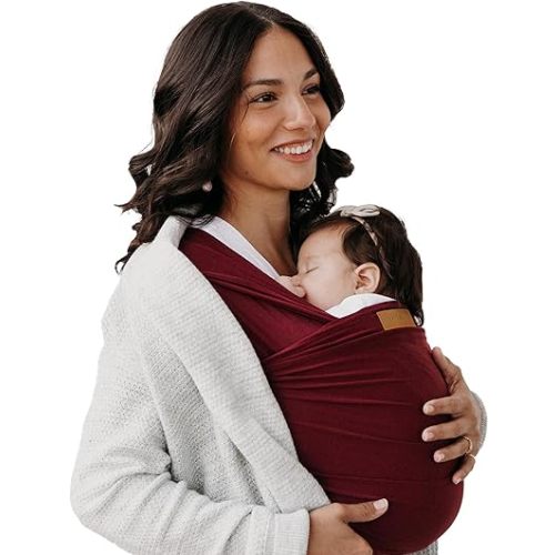 Ezra Baby Wrap - Lightweight Baby Carrier - Merlot Red- Best Baby Wrap for Newborns 0-18 Months - 100% Tencel™ Modal, Comfortable, Simple, and Hands-Free Babywearing Wraps