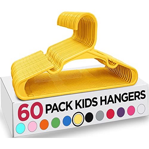 Utopia Home 60 Pack Kids Hangers - 11.5 Inch Plastic Baby Hangers for Closet - Childrens Hangers for Clothes & Infant Hangers for Closet - Ideal for Everyday Standard Use (Yellow)