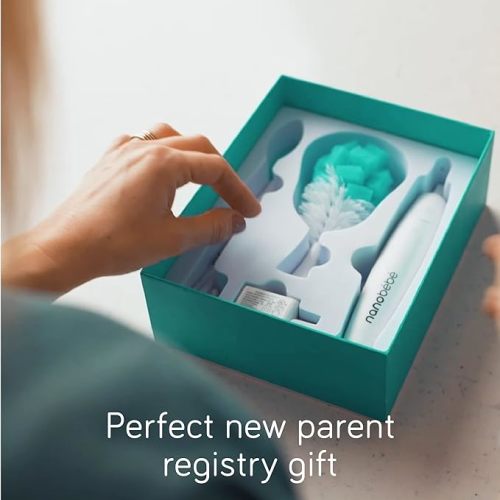 Nanobebe E-Brush Baby Bottle Cleaner - Electric Bottle Cleaning Brush, Baby Accessories, and Sippy Cups - Rechargeable, Includes Replaceable Brush Head - Teal - Electric Brush