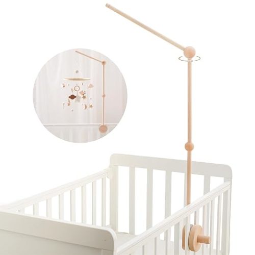 Baby Crib Mobile Arm - 36 Inch Wooden Mobile Arm Upgraded Adjustable Mobile Holder for Crib Mobile Hanger Baby Crib Attachment Nursery Decor
