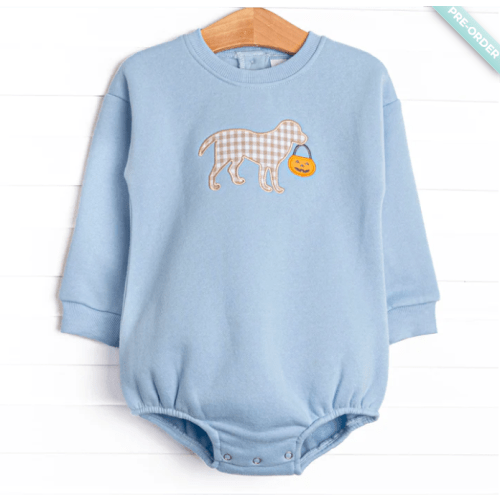 Halloween Puppy Applique Bubble, Blue