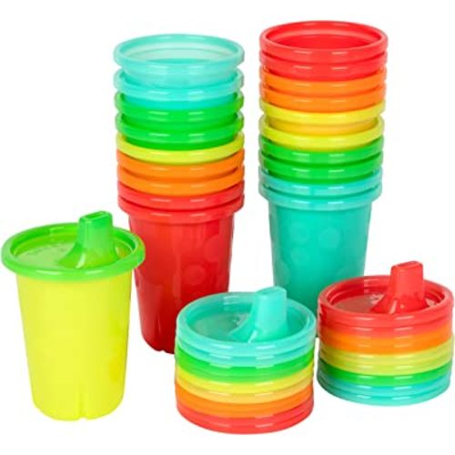 The First Years GreenGrown Reusable Spill-Proof Straw Cups - Toddler Cups  with Straw - Blue/Yellow/Green - 6 Count