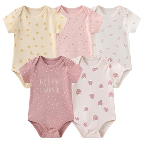 JELYLOVE Fashion Unisex baby Boy Girl Bodysuits 5-Pack Casual Cotton Soft Infants Outfit New born Clothes