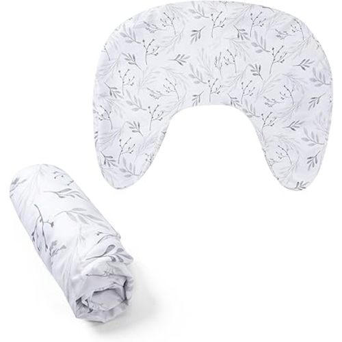 Boppy Nursing Pillow Cover, Gray Gentle Leaves, Single Cover, Easy-On Slipcover with Extra Soft 100% Polyester Microfiber Fabric for The Redesigned Nursing Pillow