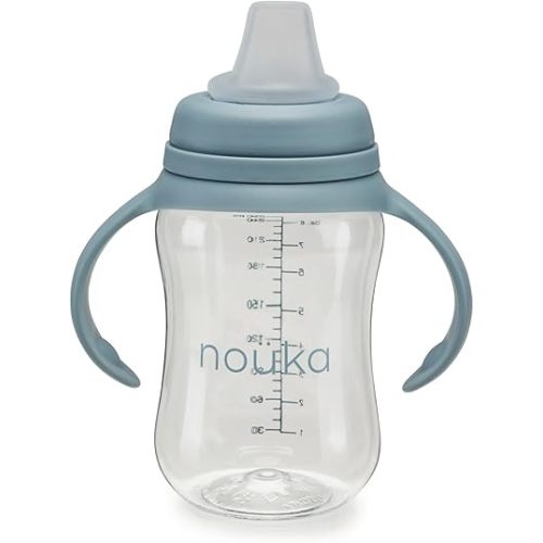 nouka Soft Spout Tritan Sippy Cup | Leak Proof and Easy Grip | Removable Handles | Wave