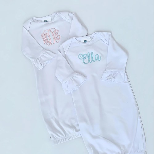 Monogrammed Ruffle Baby Girl Gown, Baby Spring Outfit, Infant Summer, Cake Smash Outfit, Monogrammed Baby Gown, Gingham Ruffle, Newborn Girl