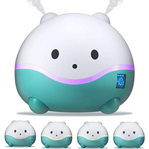 LittleHippo WISPI 3-in-1 Humidifier, Diffuser & Night Light for Baby/Kids - 3 Mist Strength, 7 LED Color Changing Lights, Essential Oil Tray for Aromatherapy - Cute Humidifiers for Bedroom/Nursery