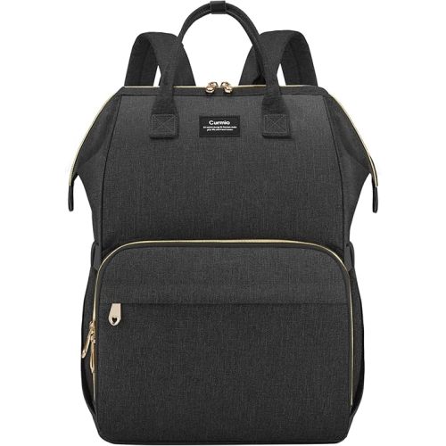 CURMIO Breast Pump Bag Backpack Compatible for Spectra S1, S2, Medela, Pumping Tote with Compartment for Cooler Bag, with Padded Laptop Sleeve for Working Moms, Black
