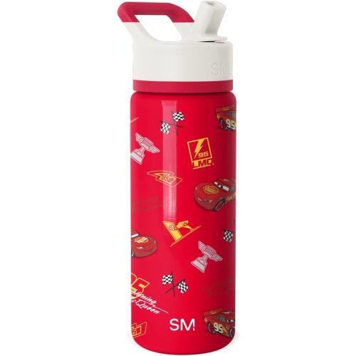 Simple Modern Kids Summit Water Bottle with Straw Lid |Disney Lightning McQueen 18oz Stainless Steel Cup Insulated Tumbler for Boys, School | Cars Lightning Speed
