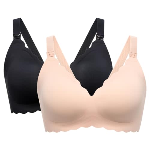 Momcozy Nursing Bras for Breastfeeding, Seamless Pregnancy Maternity Bra Wireless Classic Jelly Strip Support Nursing Bra