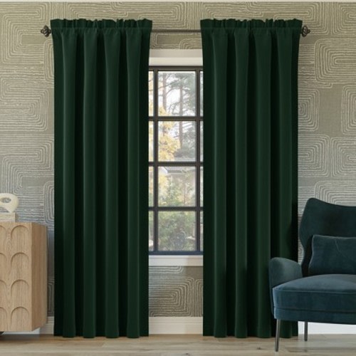 Sun Zero Blackout Oslo Theater Grade Rod Pocket Curtain Panel, Color: Evergreen, Size: 52"x84"