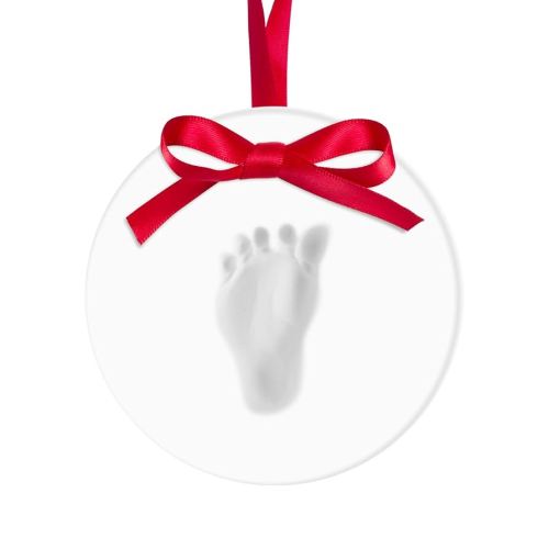 Round Baby's Print Christmas Ornament, White