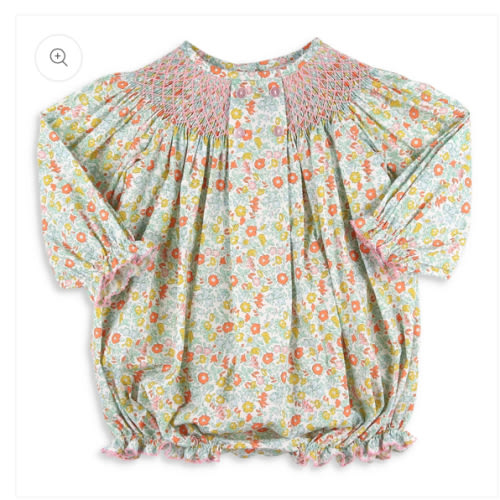 Girls Smocked Margaux Bubble - Honeysuckle
