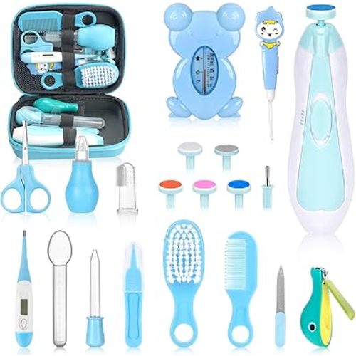 Baby Healthcare and Grooming Kit, Portable Baby Safety Care Set, Baby Essentials kit for Newborn (Blue 26 in 1)