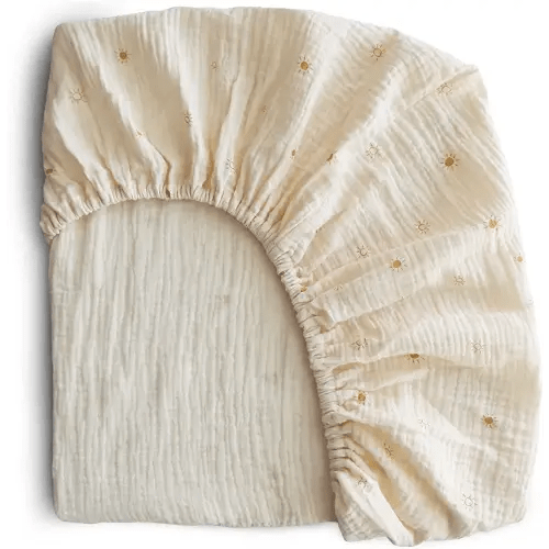 mushie Extra Soft Muslin Fitted Mini Crib Sheet | 24"x 38" (Sun)