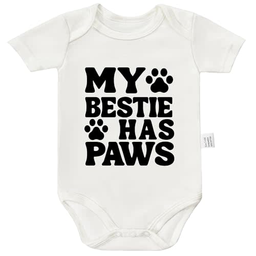 Cviwsluad My Bestie Has Paws Bodysuit, Gender Neutral Baby Clothes, Newborn Boy Outfits, Boys Girls Short Sleeve Jumpsuit