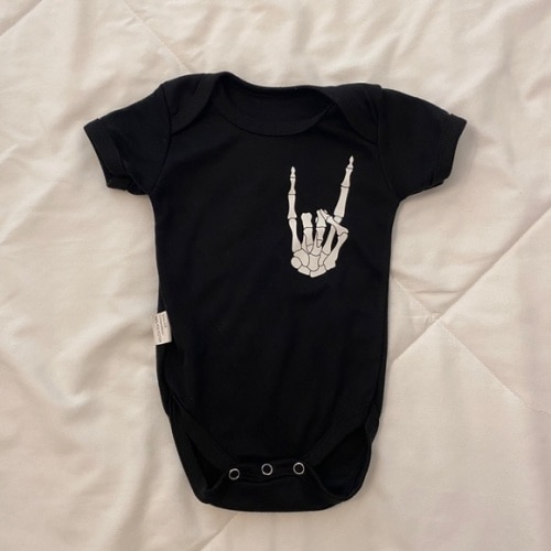 NEW Rock On Rock & Roll Skeleton Hand Onesie Bodysuit