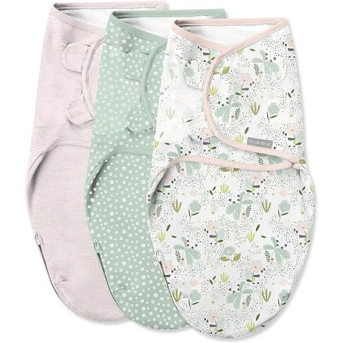 SwaddleMe by Ingenuity Swaddle in Size Small/Medium, For Ages 0-3 Months, 7-14 Pounds, Up to 26 Inches Long, 3-Pack Baby Swaddle with Easy Change Zipper - Peekaboo Panda