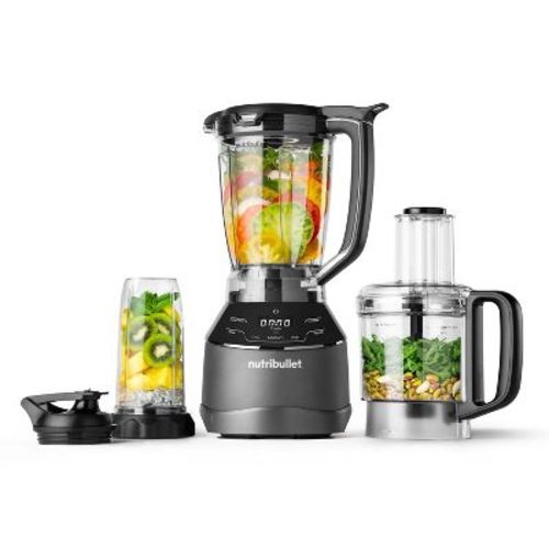 NutriBullet 64oz Triple Prep System Blender and Food Processor: 1500W, 3 Speeds, BPA-Free, Dishwasher-Safe, Gray