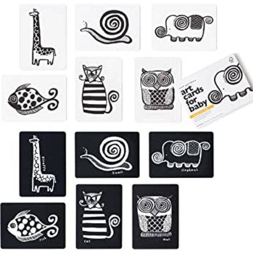 Wee Gallery Black and White Art Flash Cards for Babies, High Contrast Educational Animal Picture Cards, Baby Visual Stimulation, Brain and Memory Development in Infants and Toddlers - Original Animals