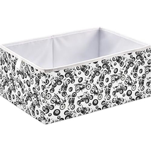 Emelivor Motorcycle and Quad Cube Storage Bin Collapsible Storage Bins Waterproof Toy Basket for Cube Organizer Bins for Kids Toys Nursery Closet Shelf Book Office Home - 15.75x10.63x6.96 IN