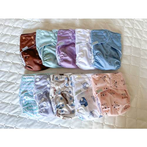 Cloth Diaper Pocket Style – Stay Dry Effect – Natural Bamboo Inserts – Newborn to Toddler – Reusable Nappy – Seedling