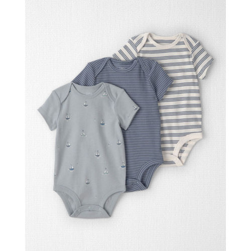 Baby 3-Pack Organic Cotton Bodysuits in Sail Away Print | Size 3M