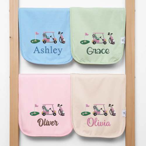 Personalized Baby Golf Burp Cloths Bamboo | Custom Baby Gift | SwaddleAn
