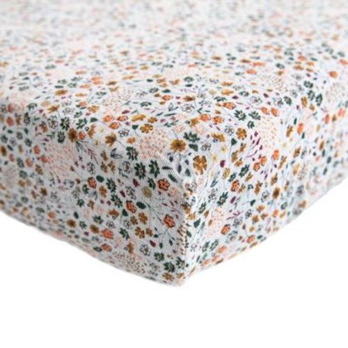 Little Unicorn Cotton Muslin Crib Sheet - Pressed Petals