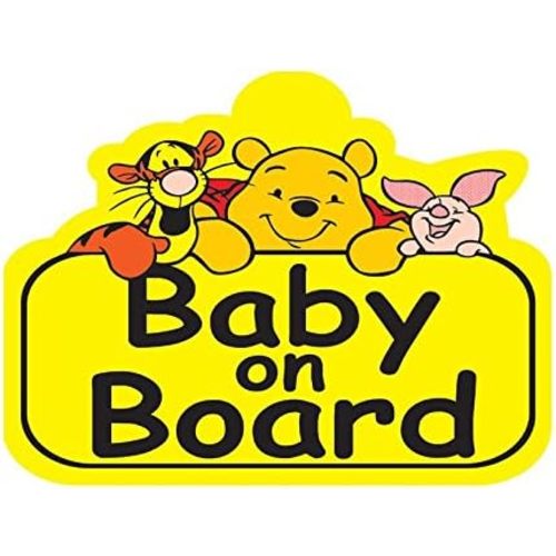 2 PCS Baby on Board Sticker – 4 Inch Cute Bear Cartoon Decal for Car Bumper, Truck, Laptop, Window, Door – Baby on Board Sign for Car Safety