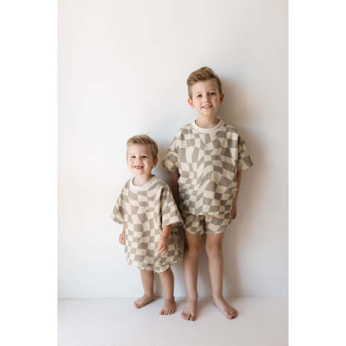Short Set | Wavy Checkerboard