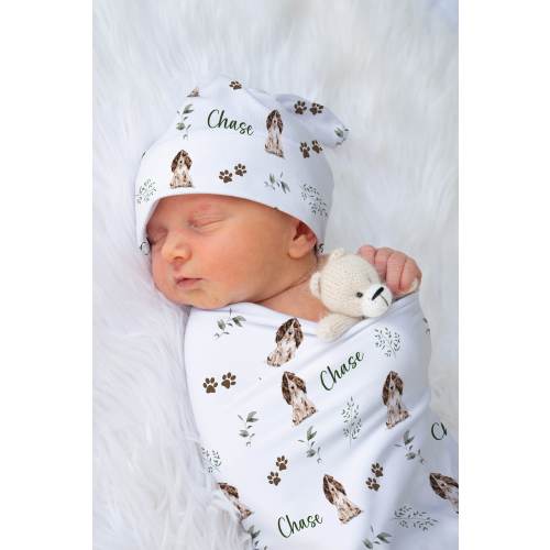 Cocker Spaniel Swaddle Blanket With Name Custom Cocker Spaniel Baby Shower Gift For Baby Girl Name Blanket Boy Coming Home Outfit Newborn
