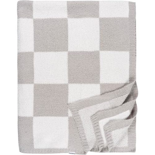 Gerber Unisex Baby Cozy Soft Silky Mink Checkerboard Grid Blanket, Tan Check, One Size