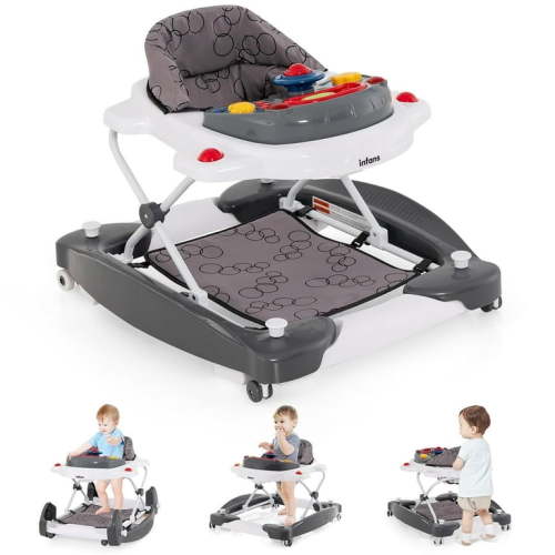 INFANS Baby Walker 6 in 1, Combo Bounce Jumper, Adjustable Height & Speed, Foldable Activity Center, Washable Seat