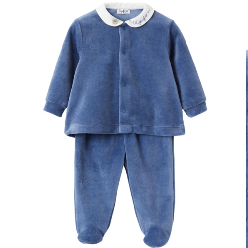 Velour Two Piece Baby Set with Embroidery