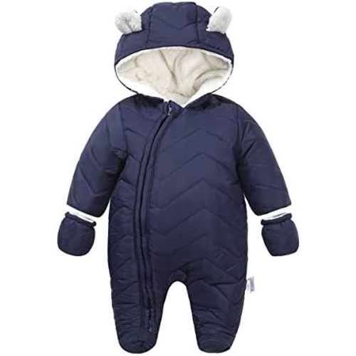 DINGDONG'S CLOSET Baby Boy Girl Winter Hooded Puffer Jacket Snowsuit with Gloves