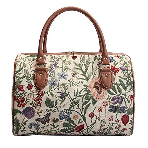 Signare Tapestry Duffle Bag Overnight Bags Weekend Bag for Women with Sunflower Poppy Butterfly Dragonfly Design (TRAV-MGD)