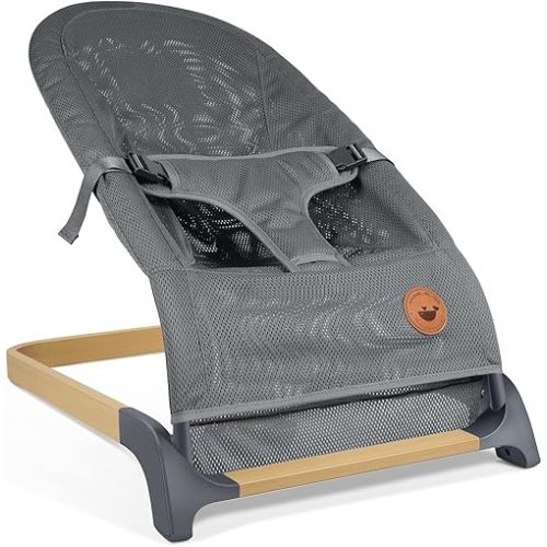 ANGELBLISS Baby Bouncer, Portable Bouncer Seat for Babies, Infants Bouncy Seat with Mesh Fabric, Natural Vibrations (Dark Grey)