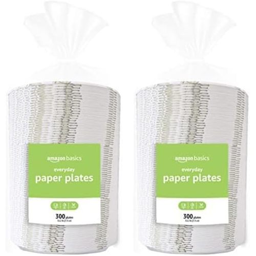 Amazon Basics Everyday Paper Plates, 8.62 Inch, Disposable, 300 Count (Pack of 2)