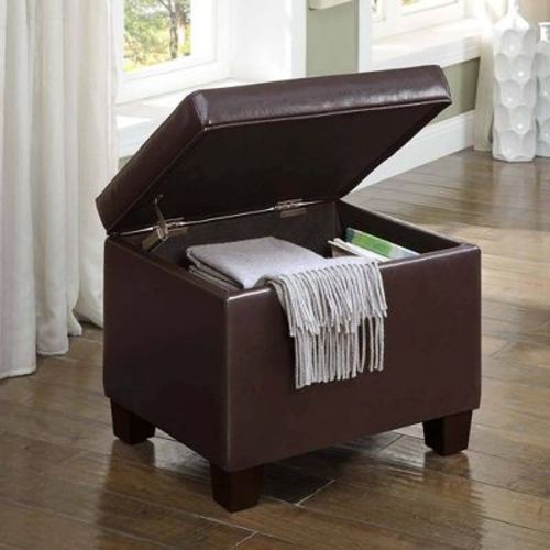 Madison Storage Ottoman Espresso - Breighton Home: Faux Leather, Hardwood Frame, Spot Clean, Rectangular Shape