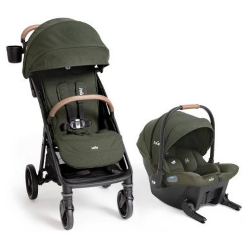 Joie Nutmeg Travel System and Mint Infant Car Seat - Forest: Adjustable Handle, One-Hand Fold, Storage Area
