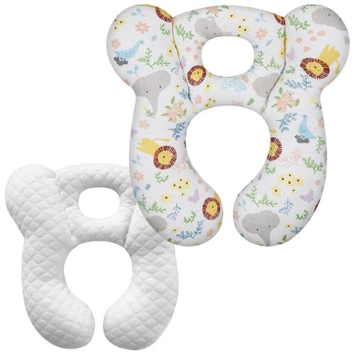 Baby Travel Pillow, Upgrade U-Shape Infant Pillow for Car Seat Pushchair and Stroller, Soft Comfortable Sleep Cushion for Kids Newborn and Toddler -Lion White