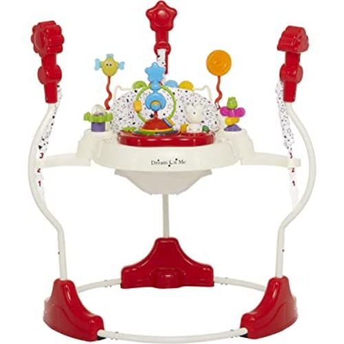 Dream On Me Zany 2-in-1 Baby Activity Center and Bouncer in White and Black Print, Sturdy and Strong Frame, 3 Height Positions, 360° Rotating Seat, 12 Songs with Flash Lights