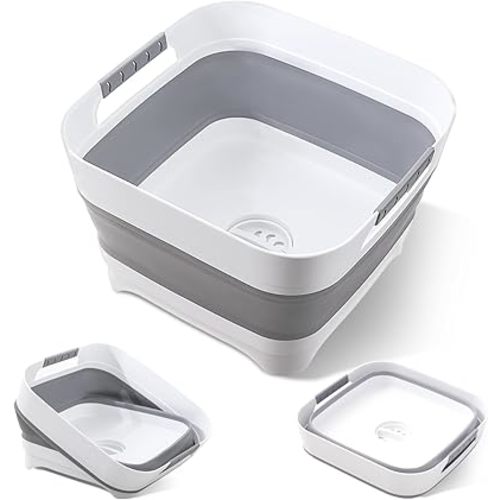 Collapsible Wash Basin for Baby Bottles - 2.4 Gallons Portable Wash Bin for RV Camping Sink, Space-Saving Dish Tub