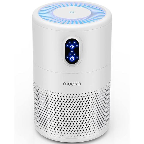 MOOKA Air Purifiers for Home Large Room up to 1076 ft², H13 True HEPA Air Filter Cleaner, Odor Eliminator, Remove Smoke Dust Pollen Pet Dander, Night Light(Available for California)