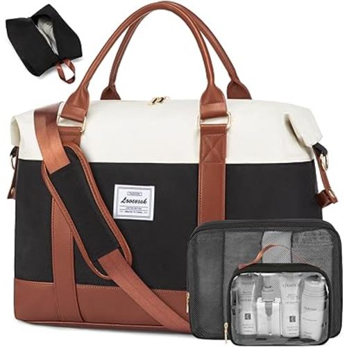 LOVEVOOK Travel Duffle Bag Women,Weekender Bag with Clear Toiletry Bag, Carry on Overnight Bag with Shoe Bag,Hospital Bags for Labor Delivery with Packing Cube